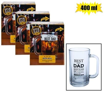 Beer mug glass dad 400ml asstd