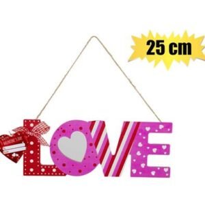 Plaque mdf sign love & heart asstd