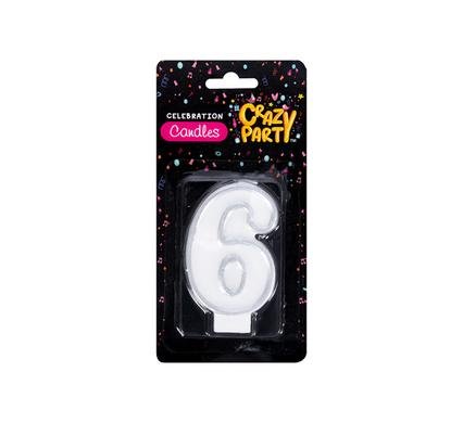 Candle birthday single number-6 silver