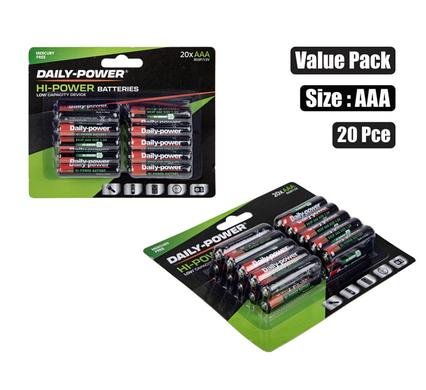 Batteries h/power size:aaa /r03p 20pce