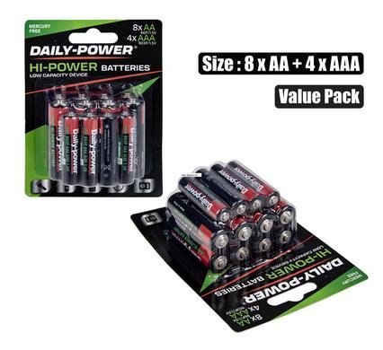 Batteries h/power aa/r6px8 + aaa/r03px4