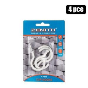 Cup-hooks white pl-ctd 50mm 4pce zenith
