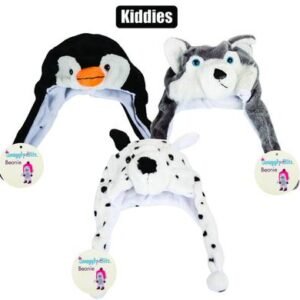 Beanie kids animal w/earflap+tie-knot