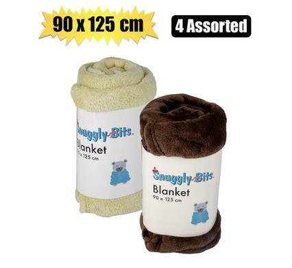 Blanket flannel fleece 90x125cm asstd