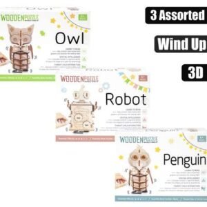 Puzzle wood diy 3d wind up asstd