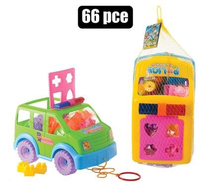 Building blocks storage 66pc car police