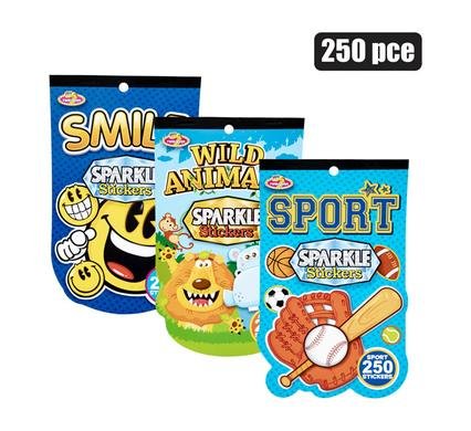 Sticker book sparkle 250pce asstd