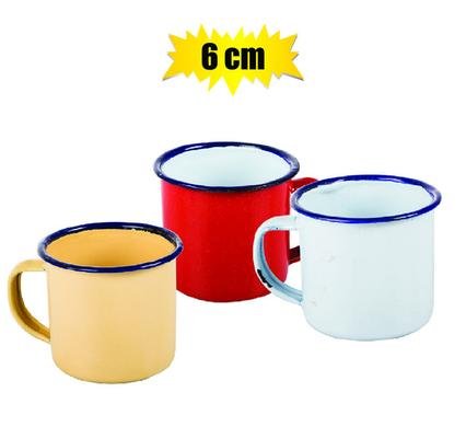 Mug enamel 6cm assorted colours