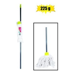 Mop cotton head 225g 1.2m hdle grey/lime