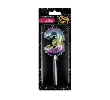 Candle birthday balloon-3 rainbow 5cm