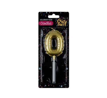 Candle birthday balloon no.0-gld 5cm