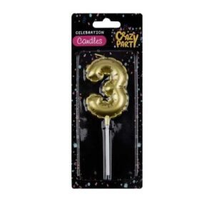 Candle birthday balloon no.3-gld 5cm