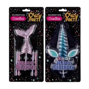 Candles birthday unicorn and mermaid