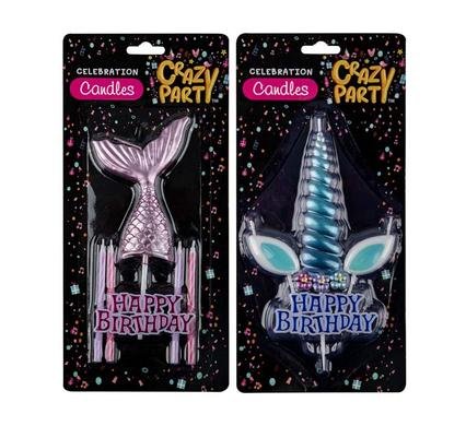 Candles birthday unicorn and mermaid