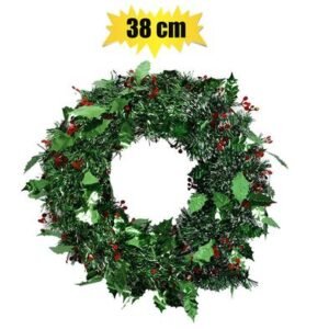 Xmas wreath tinsel 38cm