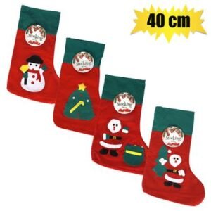 Xmas stocking felt w app 40cm asstd