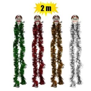 Xmas garland tinsel stars & trees 2m