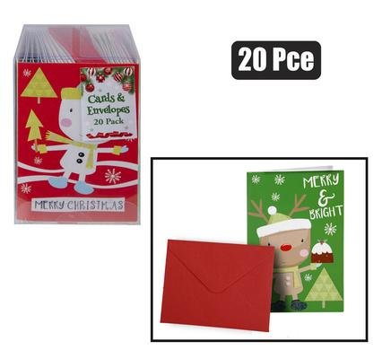 Xmas stationery card & envelope 20pc