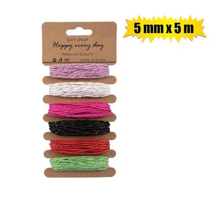 Raffia paper 6 asstd colors 5mmx5m