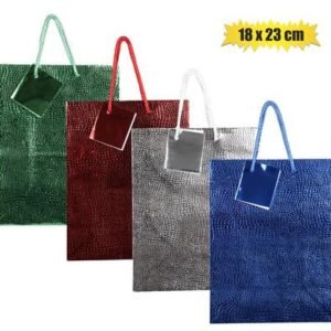 Gift-bag metallic paper med 18x23cm emb