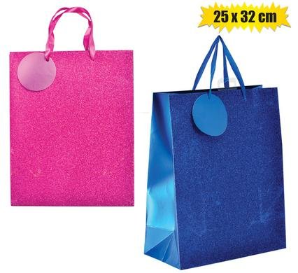 Gift-bag metalic glitter ppr lrg 25x32cm