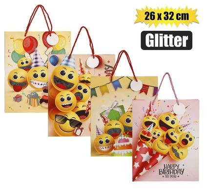 Gift-bag ppr lrg emoji glitter 26x32cm