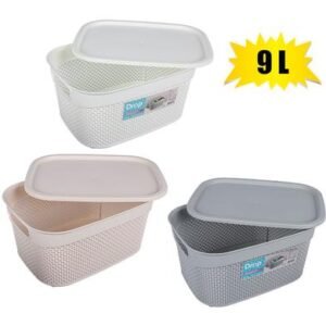 Basket pl drop patt 33x24x16cm 9l lid