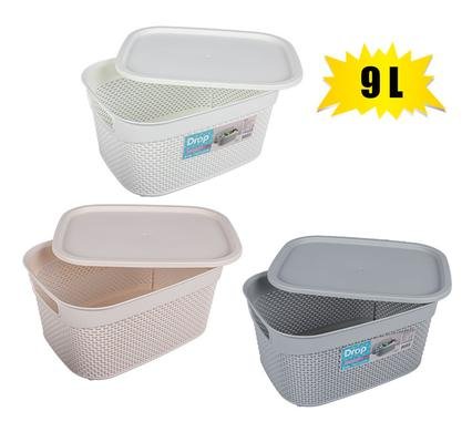 Basket pl drop patt 33x24x16cm 9l lid