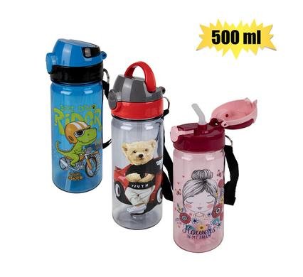Water bottle 500ml with straw
