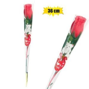 Flower occasion rose 36cm red w/bear