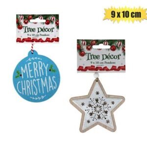 Xmas tree decor pendent asstd 9x10cm