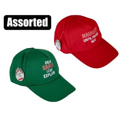 Xmas dress up peak cap w/print asstd