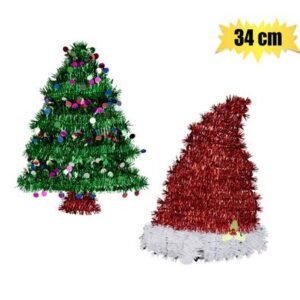 Xmas room decor tinsel tree & santa hat
