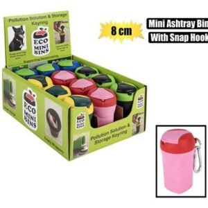 Ashtray mini bin 8cm w/sanp hook asstd