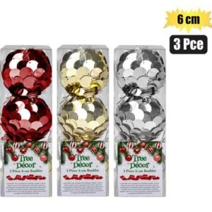 Xmas tree decor balls sequin 3pc 6cm