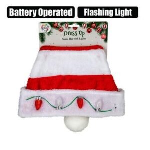Xmas dress up santa hat flash light b/o