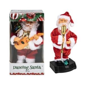 Xmas room decor dancing santa 30cm asstd