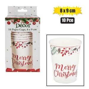 Xmas table decor paper cups 8x9cm