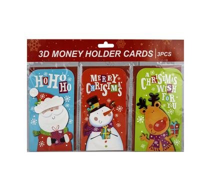 Xmas cards money w/enevlople 3pc