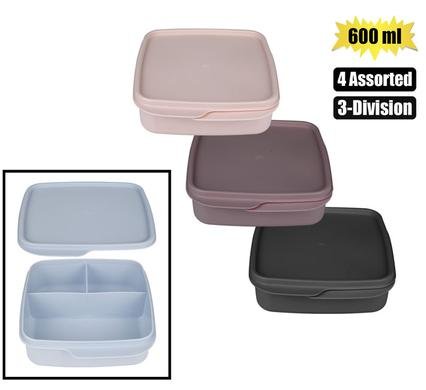Lunch box soft seal 3-div 600ml