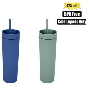 Tumbler double wall 473ml w/straw