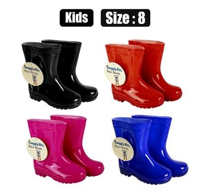 Rainboot kids plain colour size 8