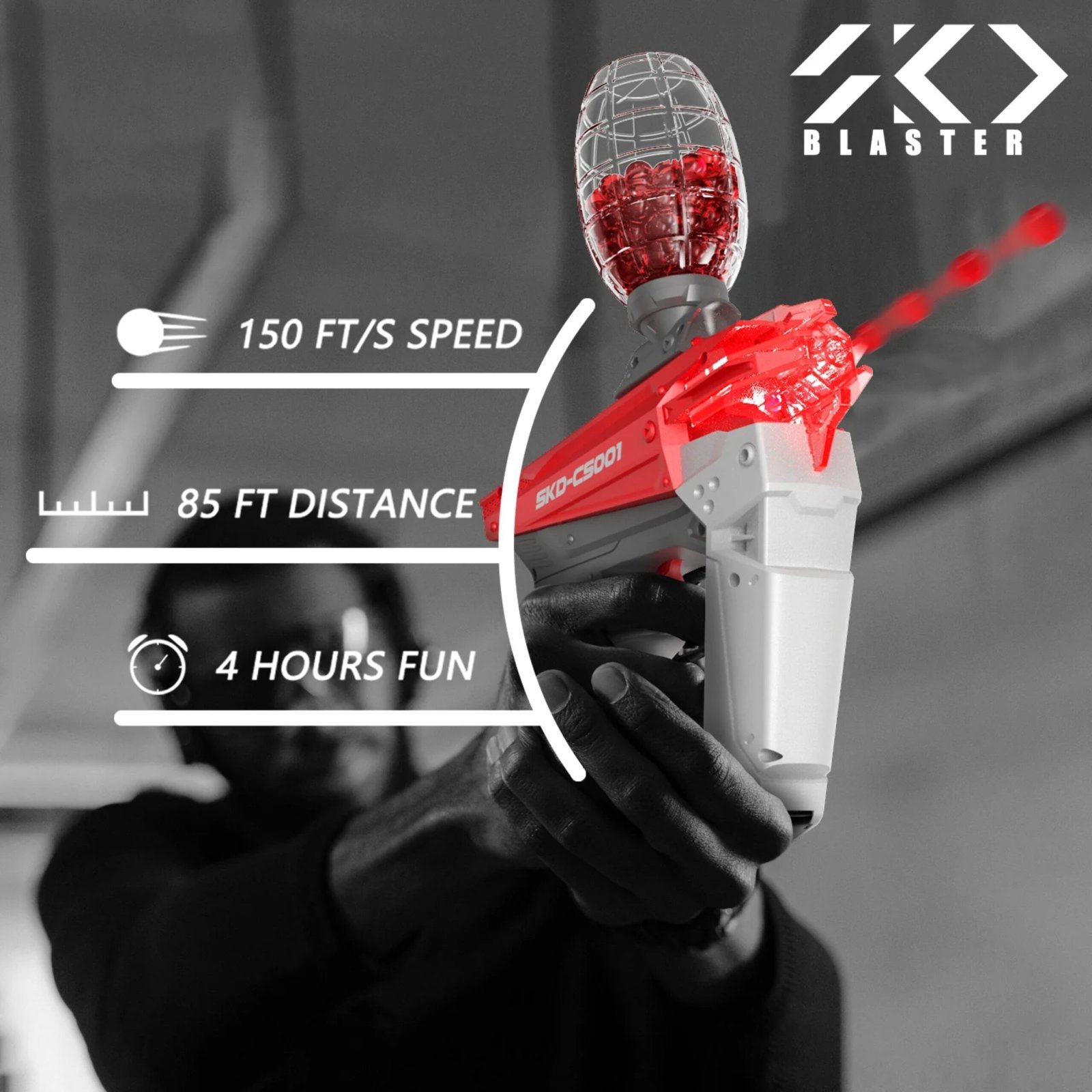 SKD-CS001 Electronic Gel Blaster Gun, Blue - High Speed, LED Lights - Image 7