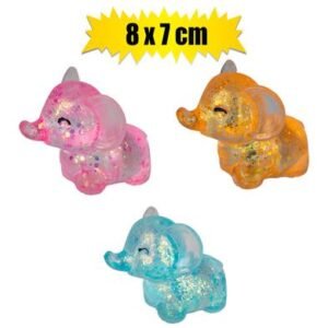 Novelty squeeze elephant glitter 8x7cm