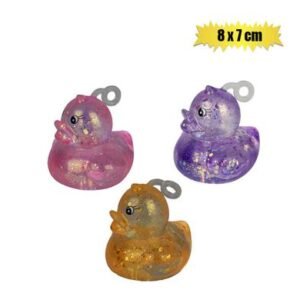 Novelty squeeze duck glitter 8x7cm